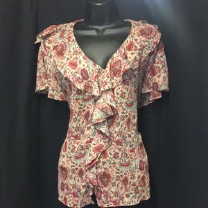 Chaps Ralph Lauren Ruffled short sleeve Blouse 16